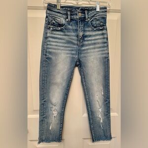 Buckle Black Skinny Jeans Size 25 Cropped Ankle Length-Distressed Raw Hem